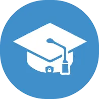 耳と音波を表す青いアイコン。