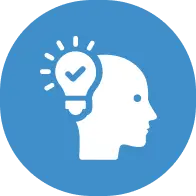 耳と音波を表す青いアイコン。