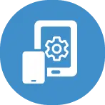 耳と音波を表す青いアイコン。